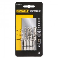 DeWALT EXTREME grąžtų metalui su sriegikliu kompl. M4,5,6,8,10 (5 vnt)